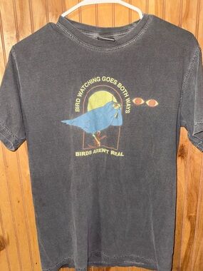 Bird Watching Graphic Short Sleeve Tee - Black/Blue